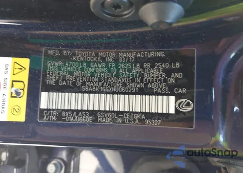 2017 Lexus Es 350 from USA, damaged, VIN 58ABK1GGXHU060291